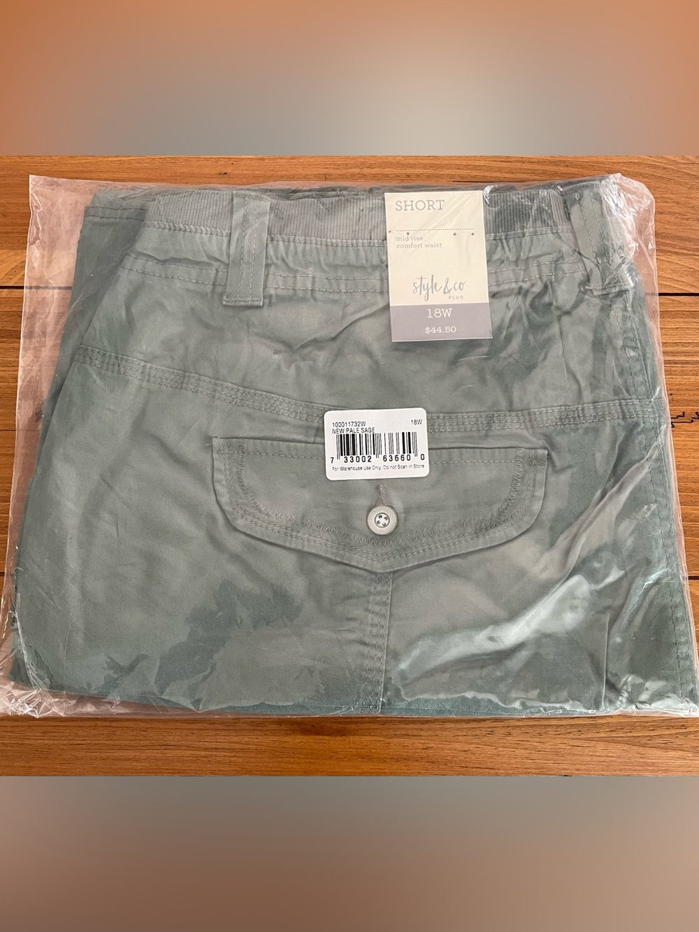 Style & Co. Sage Green Shorts Cotton Midrise Comfort Waist Women’s Size 18W